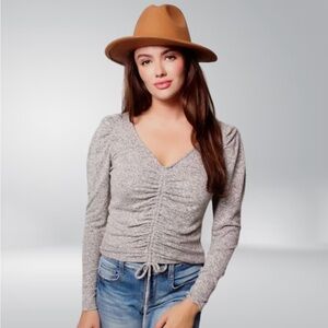 Gray Long Sleeve Crop Top